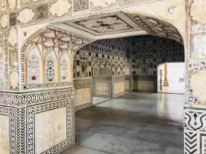 Salle d'audiences tout en marbre et miroirs - Amber Palace - Rajasthan - Inde
