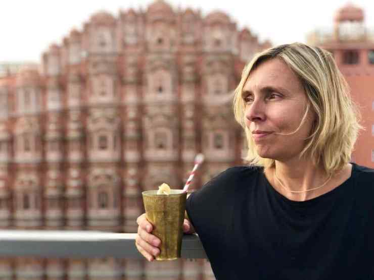 Lassi face au Palais des vents - Jaipur - Rajasthan