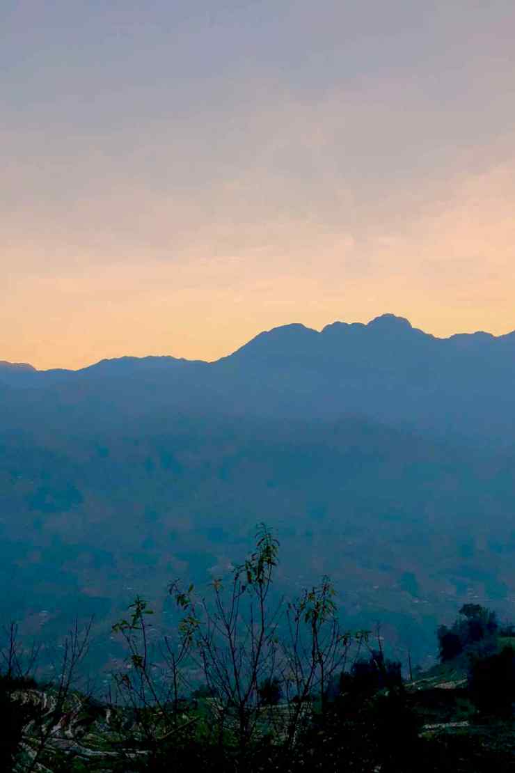 Coucher de soleil depuis la maison de Sing - Région de Sapa - Vietnam