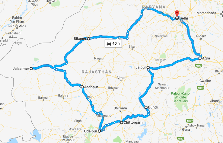 Notre itinéraire au Rajasthan