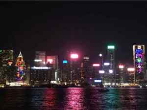 Immeubles illuminés version Noel - Ile de Hong Kong