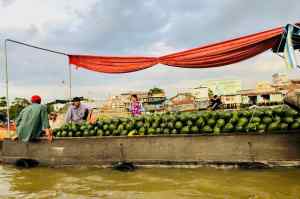 Bateau vendeur de pastèques - Marché flottant - Can Tho - Vietnam