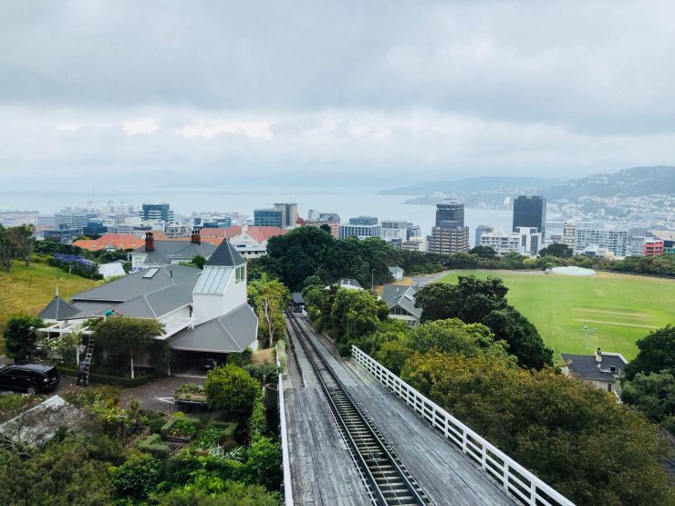 Vue sur la ville depuis le haut du funiculaire - Wellington - Nouvelle-Zélande