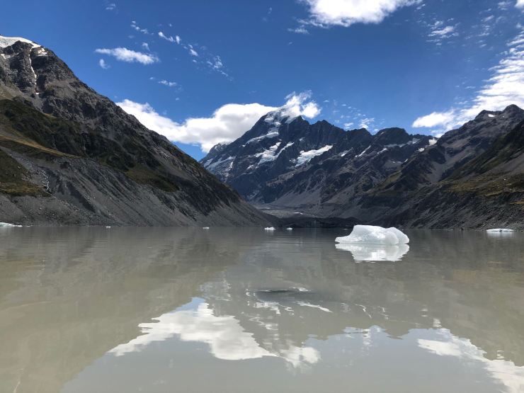 Hooker Lake, Icebergs et jeu de miroirs - Mont Cook - Nouvelle Zélande