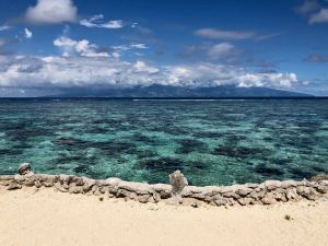 Vue sur Tahiti depuis le Lagoonarium - Moorea - Polynésie