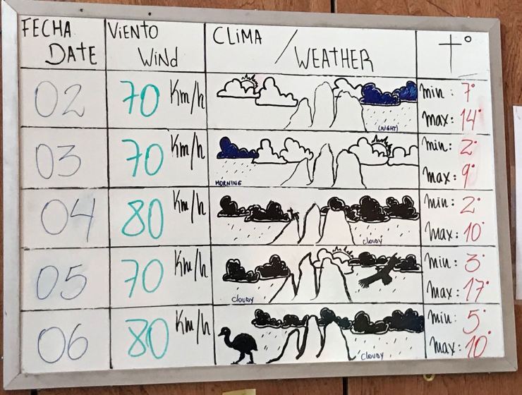 Vents 70 à 80 km/h ! Températures max : 10 degrés ! - Torres del Paine - Patagonie - Chili